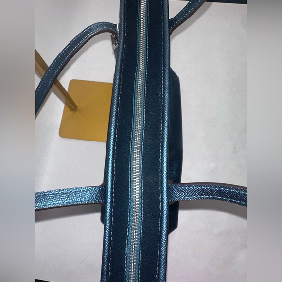 Coach Mini City Zip Tote Teal Metallic Crossgrain Leather - EUC with COA - Picture 7 of 14